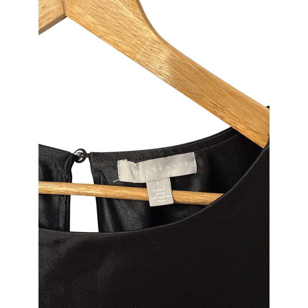 Chelsea28 Elegant Black Satin Ruched Midi‎ Dress Cocktail Party Formal Size S - Picture 4 of 5